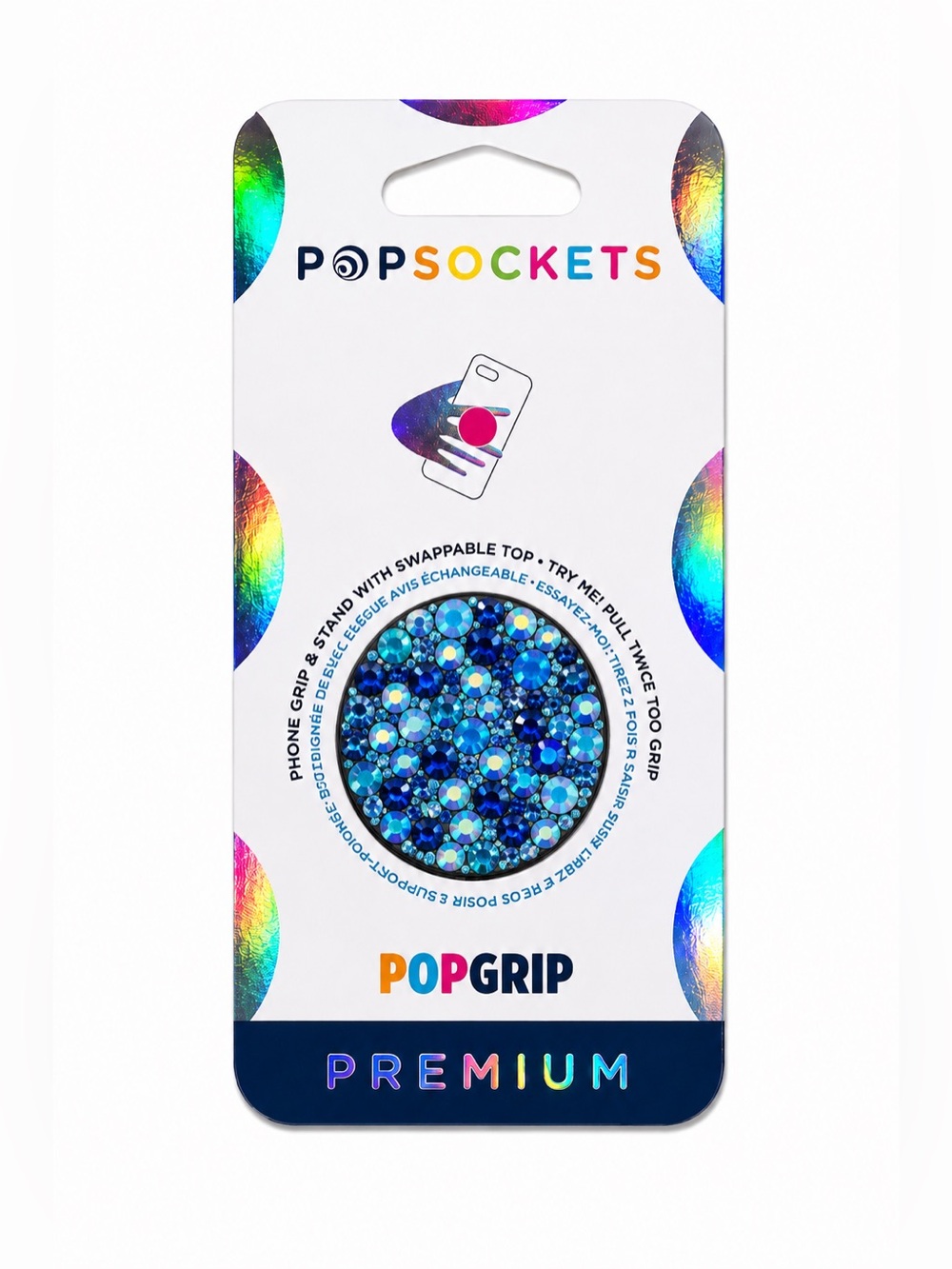 Blue Mix Luxe Crystals PopSocket Phone Holder Grip New